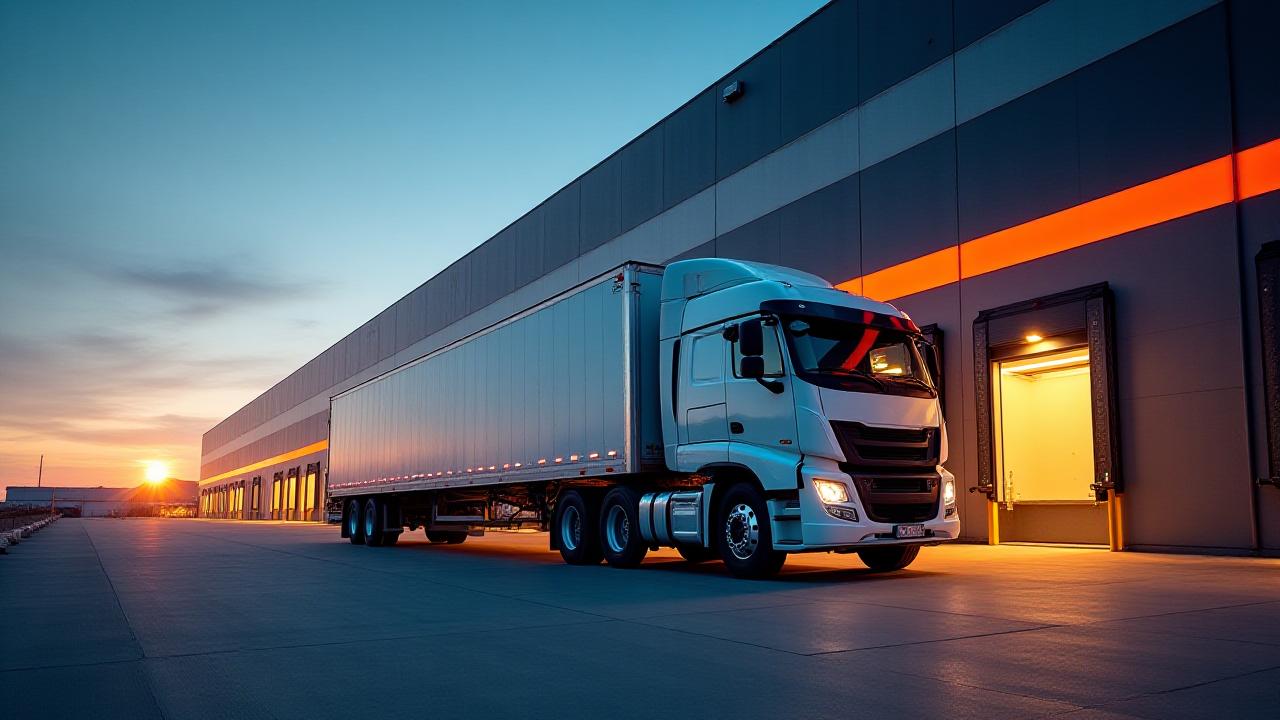 Large industrial manufacturing facility in the Midwest with a hot shot truck loading at a dock